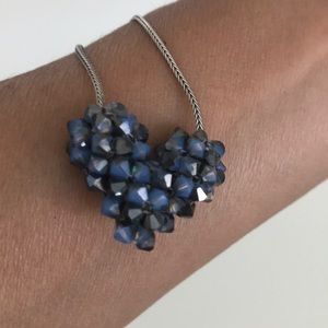 Blue heart on silver chain